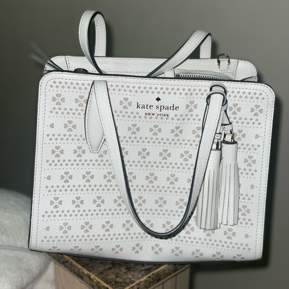 Kate Spade White Perforated Leather Tote
